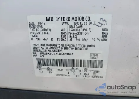 2016 Ford Explorer Xlt from USA, damaged, VIN 1FM5K8D8XGGA83643